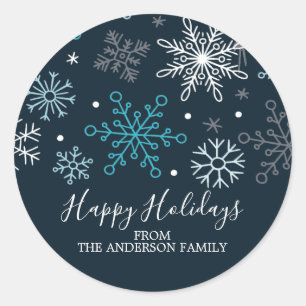 Moderne Blauwe Sneeuwvlokken Sticker