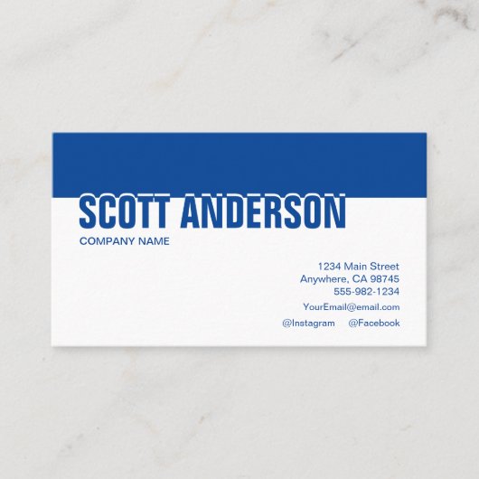 Moderne blauwe sociale media QR-code Visitekaartje (Voorkant)