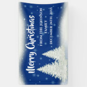 Moderne Blauwe Spar Kerst Spandoek (Verticaal)
