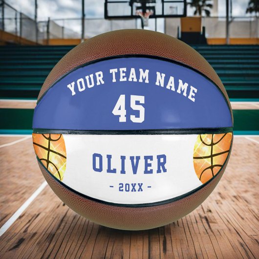 Moderne Blauwe Speler Kids Gepersonaliseerd Basketbal
