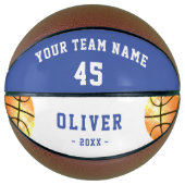 Moderne Blauwe Speler Kids Gepersonaliseerd Basketbal (Voorkant)