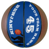 Moderne Blauwe Speler Teamnaam Nummer Basketbal (Verticaal)