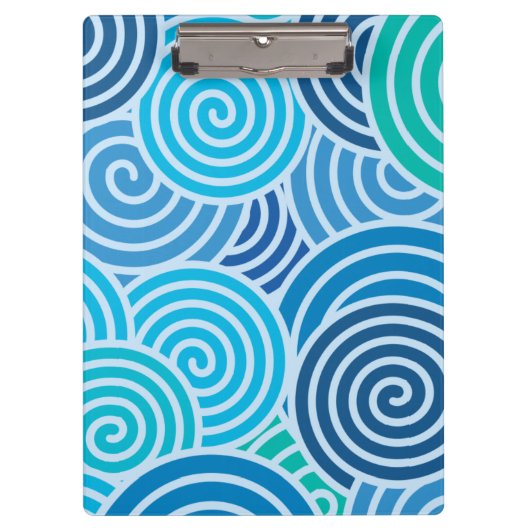 Moderne Blauwe Spiraalpatroon Klembord (Voorkant)