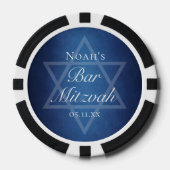 Moderne Blauwe Ster van David Aangepaste Bar Mitsw Poker Chips (Voorkant)