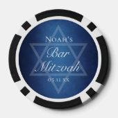 Moderne Blauwe Ster van David Aangepaste Bar Mitsw Poker Chips (Achterkant)
