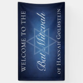 Moderne Blauwe Ster van David Bat Mitzvah Party Spandoek (Verticaal)