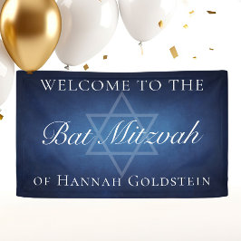 Moderne Blauwe Ster van David Bat Mitzvah Party Spandoek