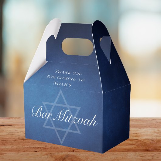 Moderne Blauwe Ster van David Formele Bar Mitzvah  Bedankdoosjes