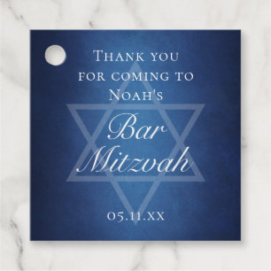Moderne Blauwe Ster van David Formele Bar Mitzvah Bedankjes Labels