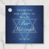 Moderne Blauwe Ster van David Formele Bar Mitzvah  Bedankjes Labels (Voorkant)