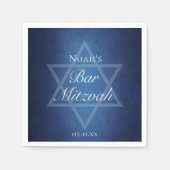 Moderne Blauwe Ster van David Formele Bar Mitzvah  Servet (Voorkant)