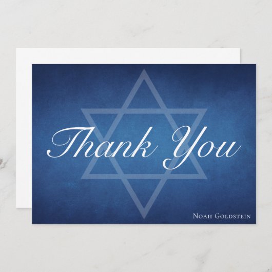 Moderne Blauwe Ster van David Gepersonaliseerde Ba Bedankkaart (Voorkant / Achterkant)
