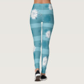 Moderne blauwe sterren en witte gardenia leggings (Achterkant)