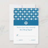 Moderne blauwe sterren van David Bar Mitzvah RSVP- RSVP Kaartje (Voorkant)