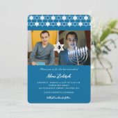 Moderne blauwe sterren van David Boy Bar Mitzvah 2 Kaart (Staand voorkant)