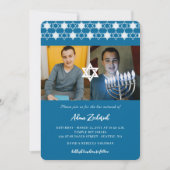 Moderne blauwe sterren van David Boy Bar Mitzvah 2 Kaart (Voorkant)