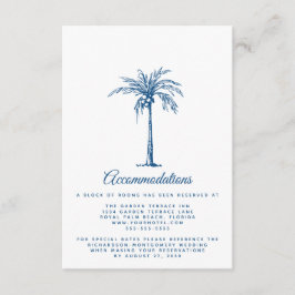 Moderne Blauwe Strand Bruiloft Accommodaties Informatiekaartje