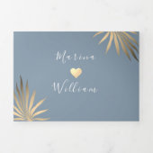 Moderne Blauwe Strand Bruiloft Drieluik Uitnodiging (Cover)