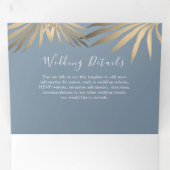 Moderne Blauwe Strand Bruiloft Drieluik Uitnodiging (Binnenzijde eerst)