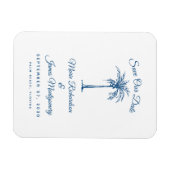 Moderne Blauwe Strand Bruiloft Save the Date Magneet (Horizontaal)
