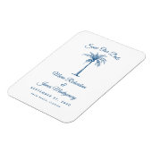 Moderne Blauwe Strand Bruiloft Save the Date Magneet (Linkerzijde)