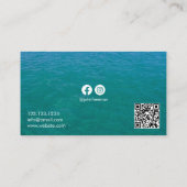 Moderne blauwe strand fotografie visitekaartje (Achterkant)