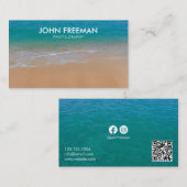 Moderne blauwe strand fotografie visitekaartje (Voorkant / Achterkant)