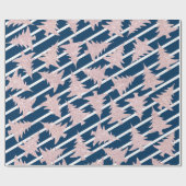 Moderne blauwe strepe Roos gouden kerstboom Cadeaupapier (Vlak)