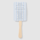 Moderne blauwe strepen Elegant trouwprogramma Handwaaier (Voorkant)