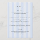 Moderne Blauwe Strepen Elegante Trouw Menu (Voorkant)