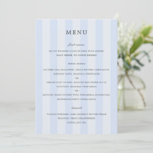 Moderne Blauwe Strepen Elegante Trouw Menu