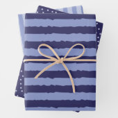 Moderne blauwe strepen en Stippen Inpakpapier Vel (In situ)