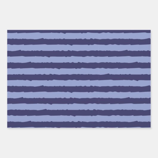 Moderne blauwe strepen en Stippen Inpakpapier Vel (Voorkant)