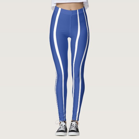 Moderne blauwe strepen leggings (Voorkant)