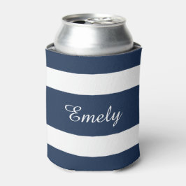 Moderne Blauwe Strepen Naam Blikjeskoeler