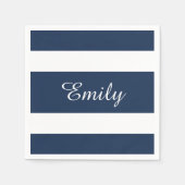 Moderne Blauwe Strepen Patroonnaam Servet (Voorkant)