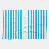 Moderne Blauwe Strepen Patroonnaam Theedoek (Horizontaal)