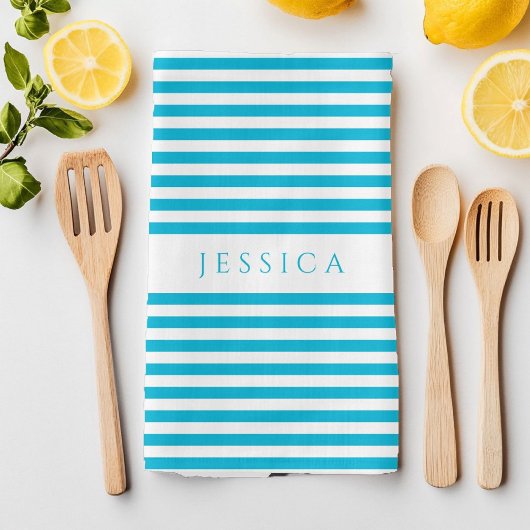Moderne Blauwe Strepen Patroonnaam Theedoek