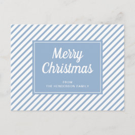 Moderne Blauwe Strepen Prettig Kerstfeest Briefkaart