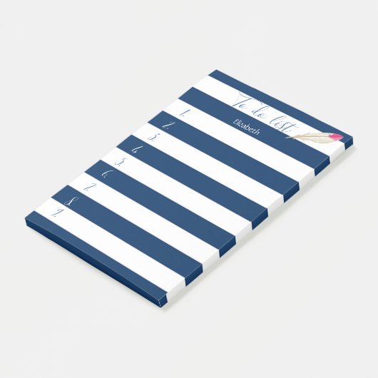 Moderne blauwe streping, doezelaar, lijst uitvoere post-it® notes (Schuin)