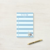 Moderne blauwe streping, Zee sterren, om lijst uit Post-it® Notes (Op bureau)