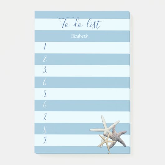 Moderne blauwe streping, Zee sterren, om lijst uit Post-it® Notes (Voorkant)