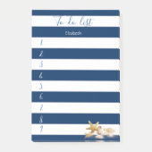 Moderne blauwe streping, zeeschelpen, om lijst te post-it® notes (Voorkant)