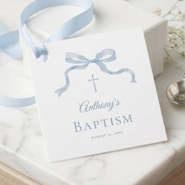 Moderne blauwe strik doop favor tags bedankjes labels