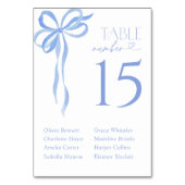 Moderne Blauwe Strik Watercolor Script Bruidsborre Kaart (Achterkant)