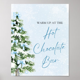 Moderne Blauwe Strikken Kerstboom Heet Chocolade B Poster