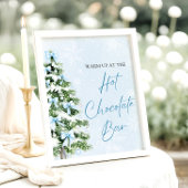 Moderne Blauwe Strikken Kerstboom Heet Chocolade B Poster
