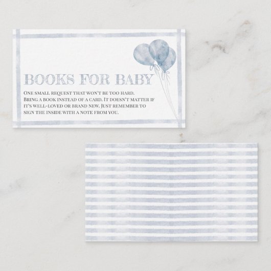 Moderne blauwe stripballonnen... Oh jongen boekt v Informatiekaartje (Voorkant / Achterkant)