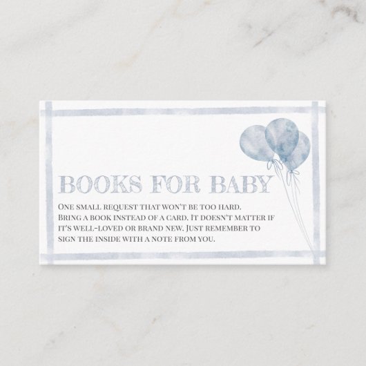 Moderne blauwe stripballonnen... Oh jongen boekt v Informatiekaartje (Voorkant)