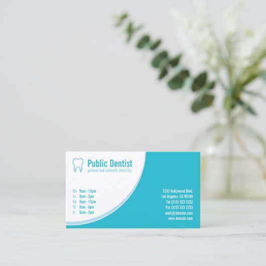 Moderne Blauwe Tandheelkundige Zorg Tand Logo Visitekaartje (Staand voorkant)